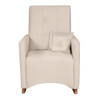 Poltrona De Amamentação E Descanso Anne Com Base Balanço E Puff Veludo Bege - Desk Design - 3