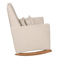 Poltrona De Amamentação E Descanso Anne Com Base Balanço E Puff Veludo Bege - Desk Design - 5