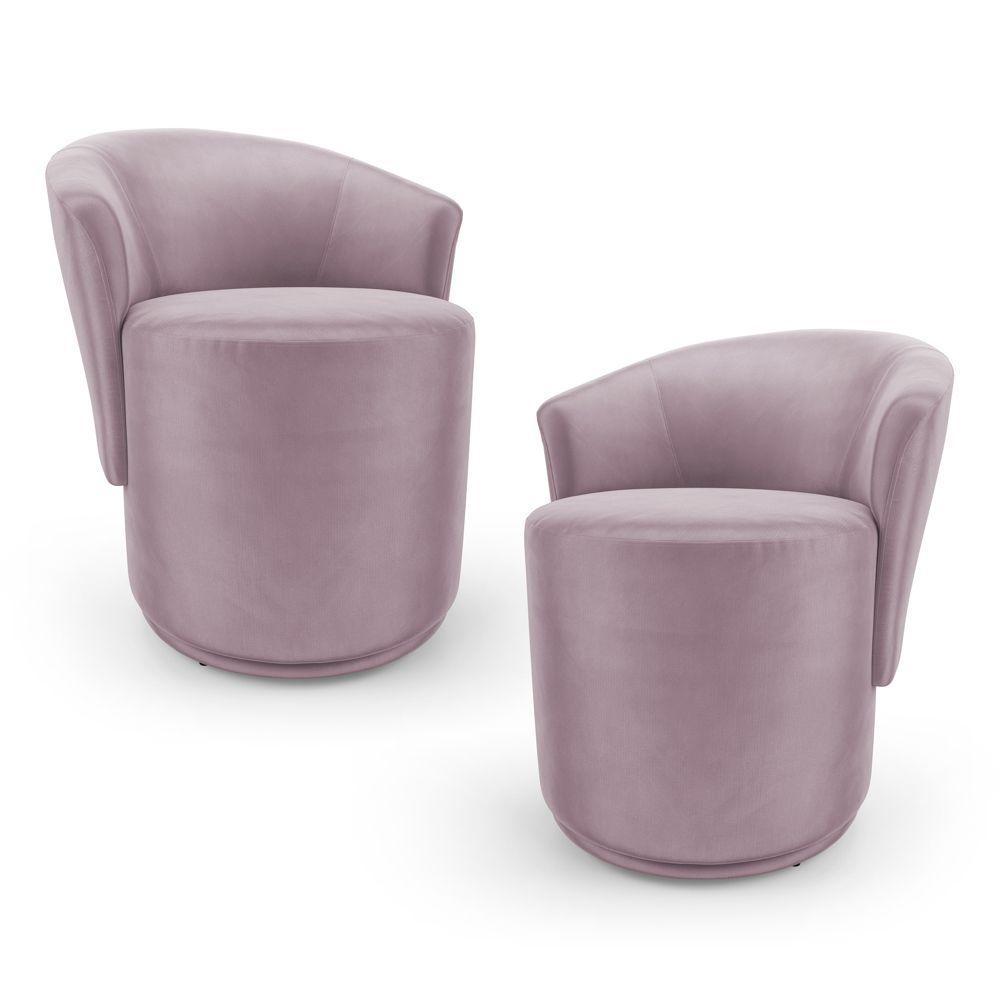 Kit 02 Poltronas Orgânicas Living Mavi Fixa Veludo Rosé - Desk Design - 1