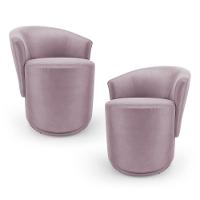 Kit 02 Poltronas Orgânicas Living Mavi Fixa Veludo Rosé - Desk Design - 1