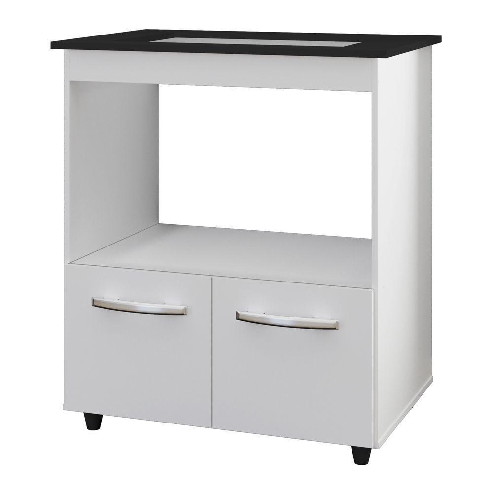 Balcão Para Cooktop Elis 75cm 02 Portas Com Tampo Recortado Branco - Desk Design - 6