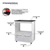 Balcão Para Cooktop Elis 75cm 02 Portas Com Tampo Recortado Branco - Desk Design - 5