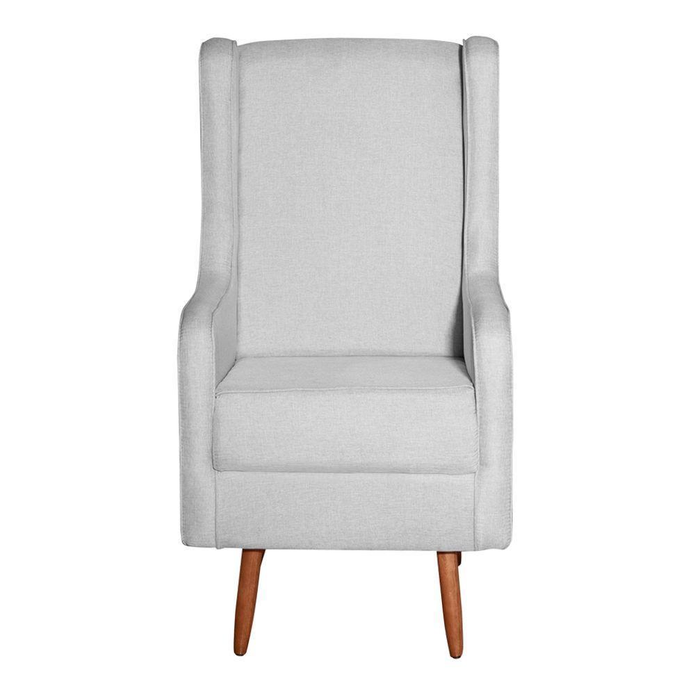 Poltrona De Amamentação E Descanso Renata Com Pés Palito E Puff Linho Cinza - Desk Design - 6