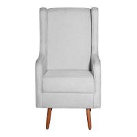 Poltrona De Amamentação E Descanso Renata Com Pés Palito E Puff Linho Cinza - Desk Design - 6