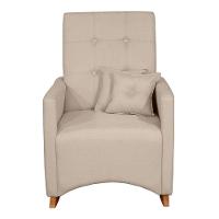 Poltrona De Amamentação E Descanso Anne Com Base Balanço E Puff Linho Bege - Desk Design - 5