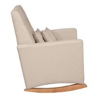 Poltrona De Amamentação E Descanso Anne Com Base Balanço E Puff Linho Bege - Desk Design - 6