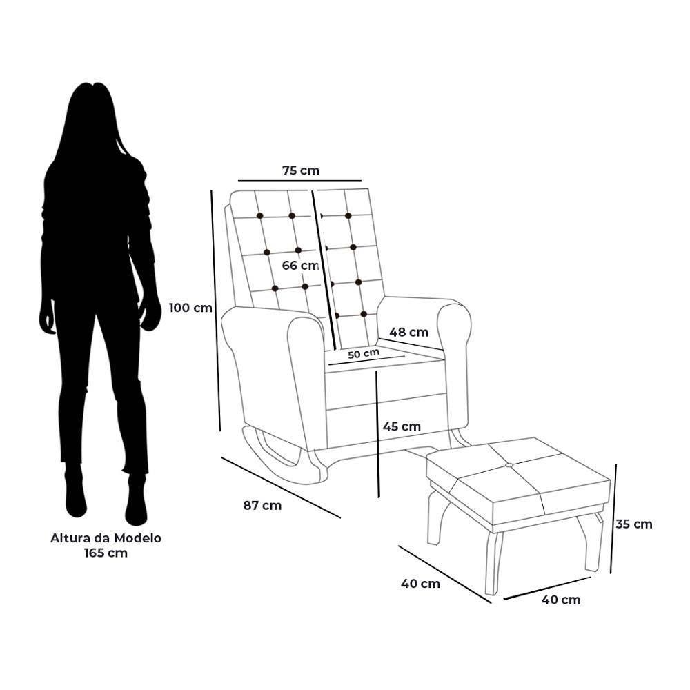 Poltrona De Amamentação E Descanso Paris Com Base Balanço E Puff Bouclé Off White - Desk Design - 4
