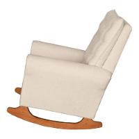 Poltrona De Amamentação E Descanso Paris Com Base Balanço E Puff Bouclé Off White - Desk Design - 3