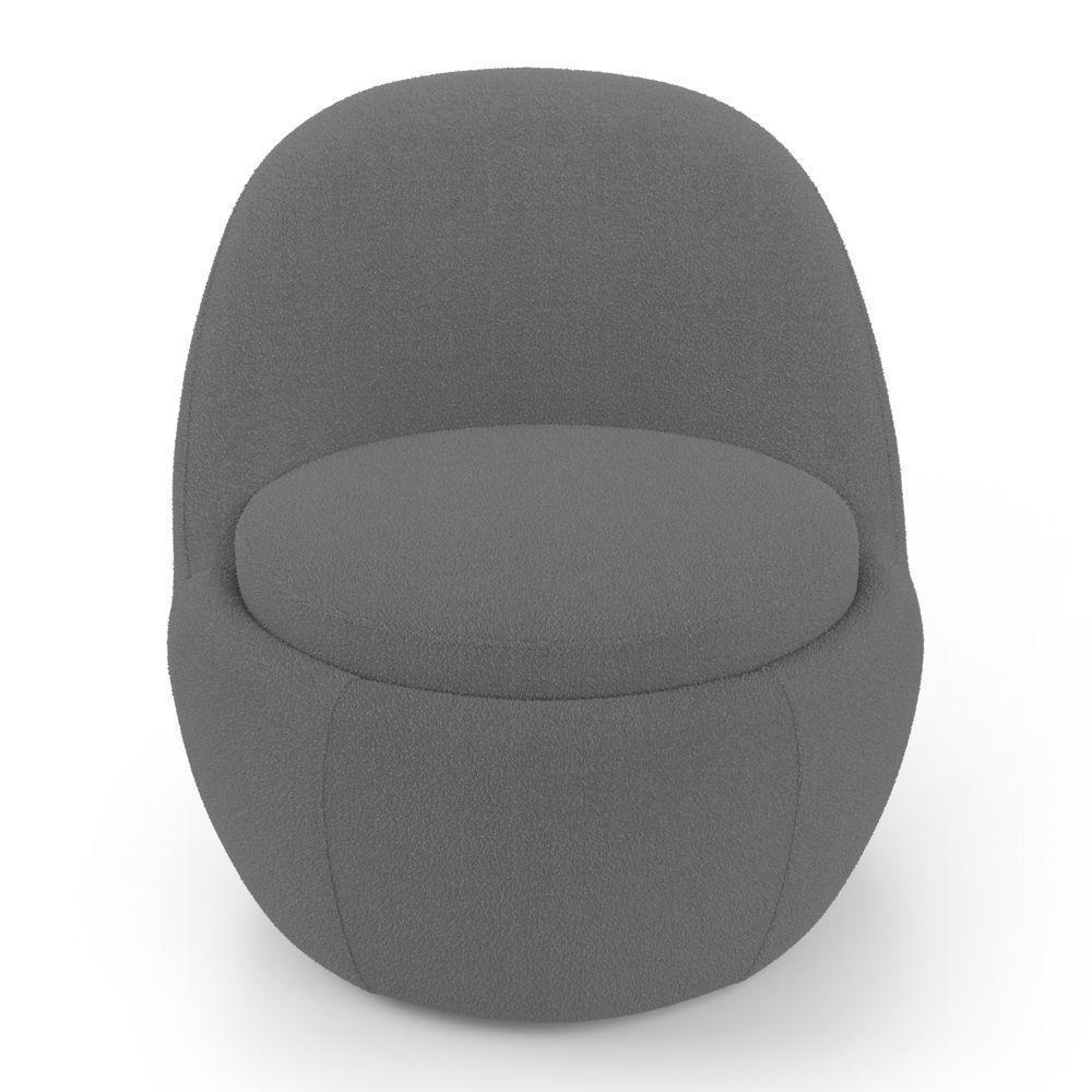 Poltrona Orgânica Living Memphis Fixa Bouclê Cinza Escuro - Desk Design - 6