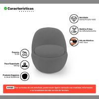 Poltrona Orgânica Living Memphis Fixa Bouclê Cinza Escuro - Desk Design - 3