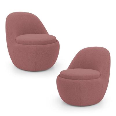 Kit 02 Poltronas Orgânicas Living Memphis Fixa Bouclê Rosé - Desk Design