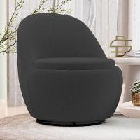 Kit 02 Poltronas Orgânicas Living Memphis Base Giratória Bouclê Preto - Desk Design - 2