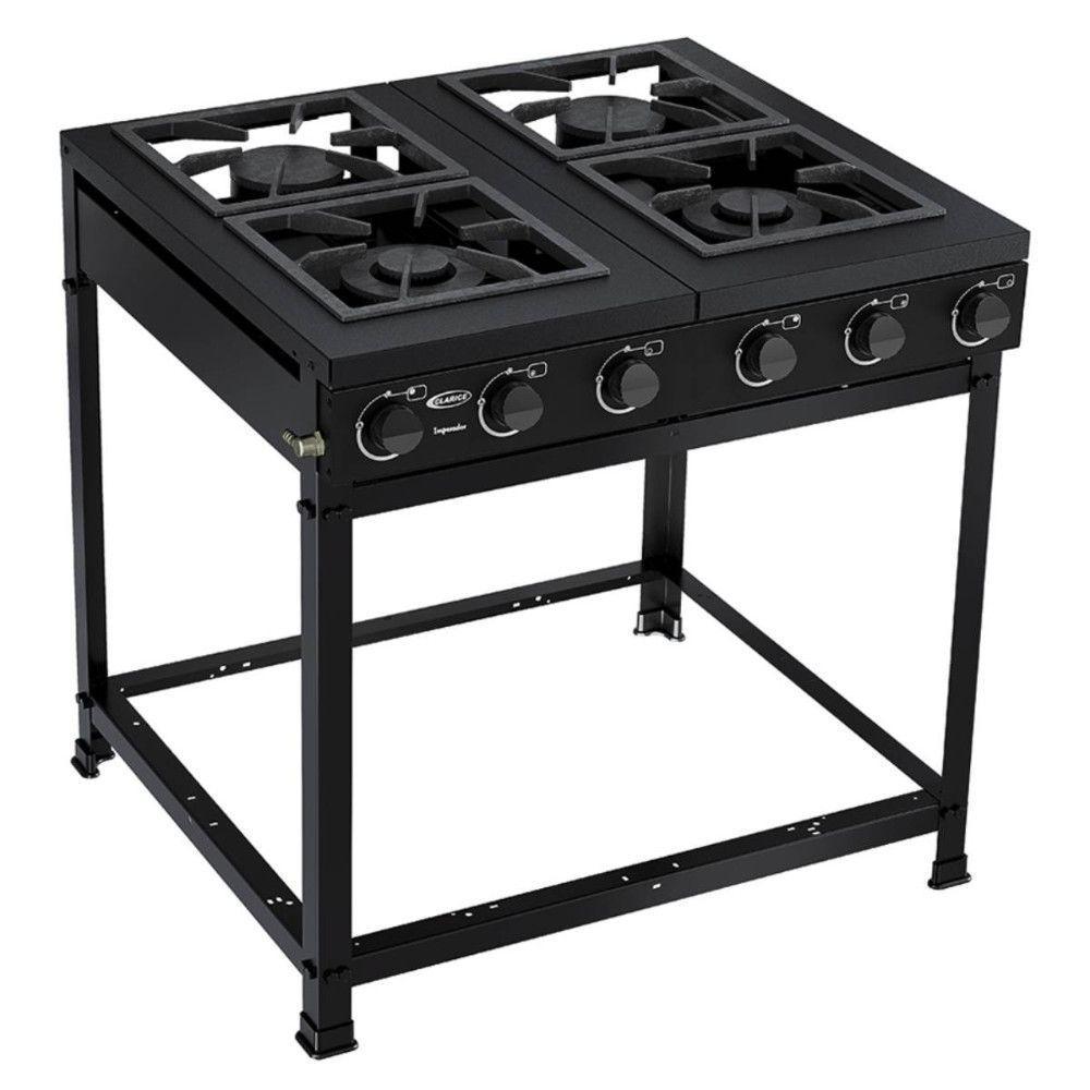 Fogão 4 Bocas Semi Industrial Imperador Clarice Preto Fosco - 1