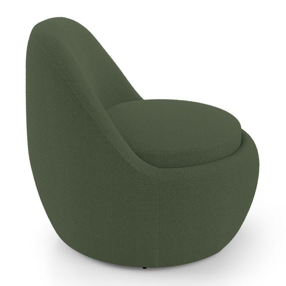 Kit 02 Poltronas Orgânicas Living Memphis Fixa Bouclê Verde Musgo - Desk Design - 5