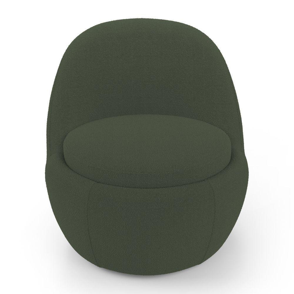 Kit 02 Poltronas Orgânicas Living Memphis Fixa Bouclê Verde Musgo - Desk Design - 6