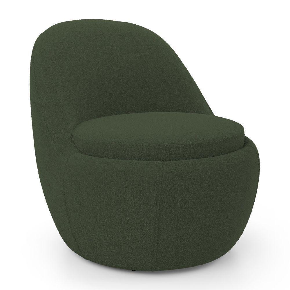 Kit 02 Poltronas Orgânicas Living Memphis Fixa Bouclê Verde Musgo - Desk Design - 7