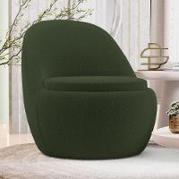 Kit 02 Poltronas Orgânicas Living Memphis Fixa Bouclê Verde Musgo - Desk Design - 2