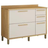 Balcão De Cozinha Torino 120cm Com 3 Portas Valdemóveis Cinamono/off Wh - 1