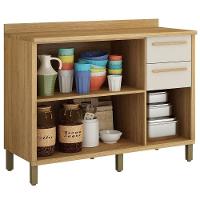 Balcão De Cozinha Torino 120cm Com 3 Portas Valdemóveis Cinamono/off Wh - 2