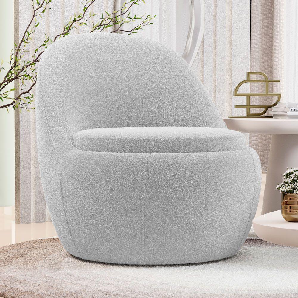 Kit 02 Poltronas Orgânicas Living Memphis Fixa Bouclê Cinza Claro - Desk Design - 2