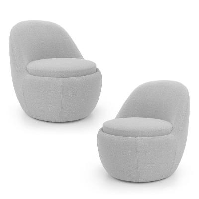 Kit 02 Poltronas Orgânicas Living Memphis Fixa Bouclê Cinza Claro - Desk Design