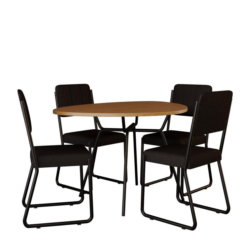Conjunto Mesa De Jantar Soho Orgânica com Cadeiras Next Acácia Mel e Preto - 2