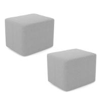 Kit 02 Puffs Decorativos Living Yumi Retangular 60cm Cinza Claro - Desk Design - 1