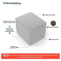 Kit 02 Puffs Decorativos Living Yumi Retangular 60cm Cinza Claro - Desk Design - 3