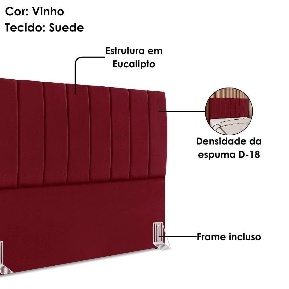 Cabeceira Queen 160 Cm Com Frame Dalia Suede Vinho Artte Vinho - 4