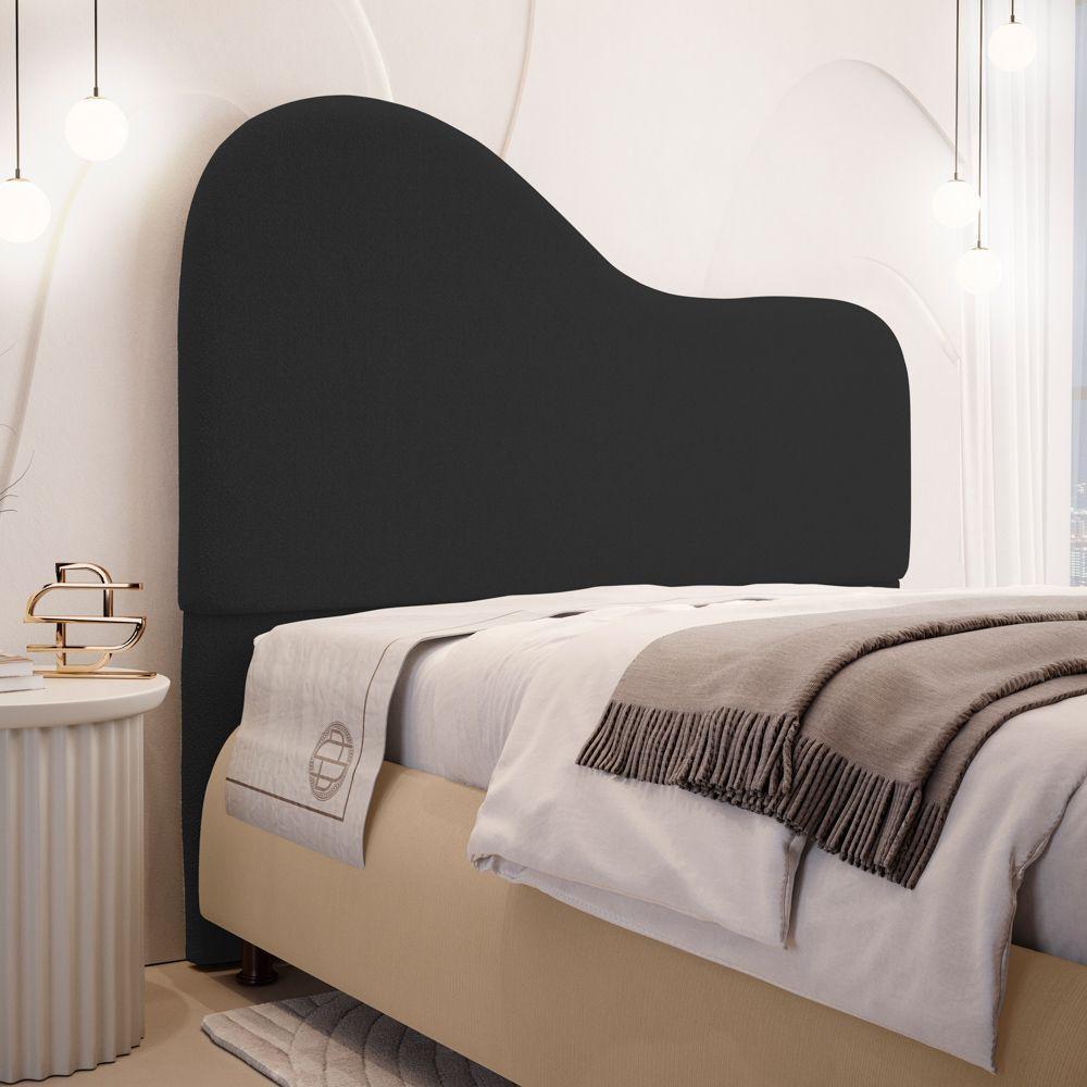 Cabeceira Orgânica Cama Box King Size Sea 195cm Com Frame Bouclé Preto - Desk Design - 2