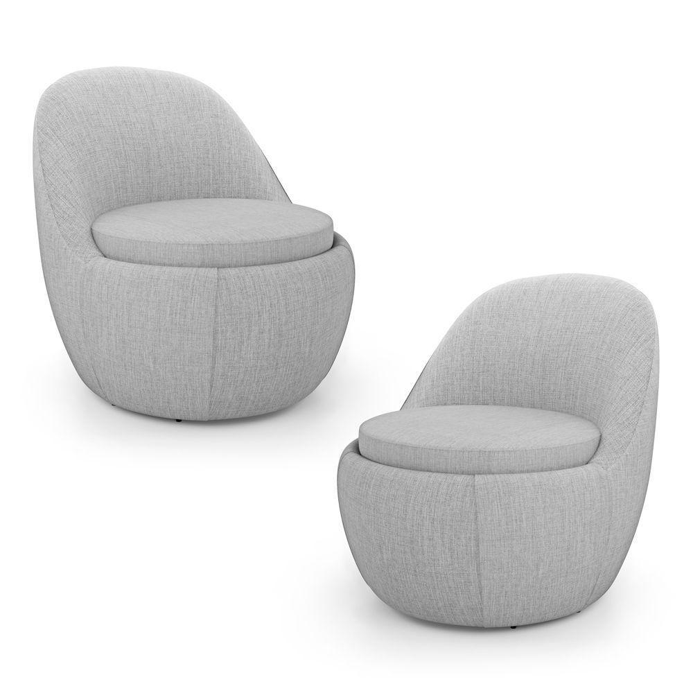 Kit 02 Poltronas Orgânicas Living Memphis Fixa Linho Cinza Claro - Desk Design - 1