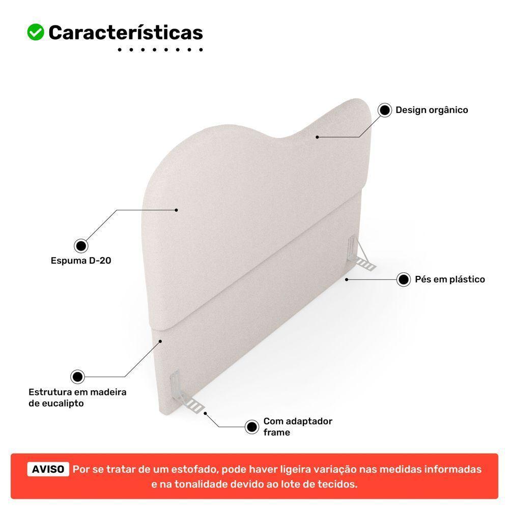 Cabeceira Orgânica Cama Box King Size Sea 195cm Com Frame Bouclé Off White - Desk Design - 3