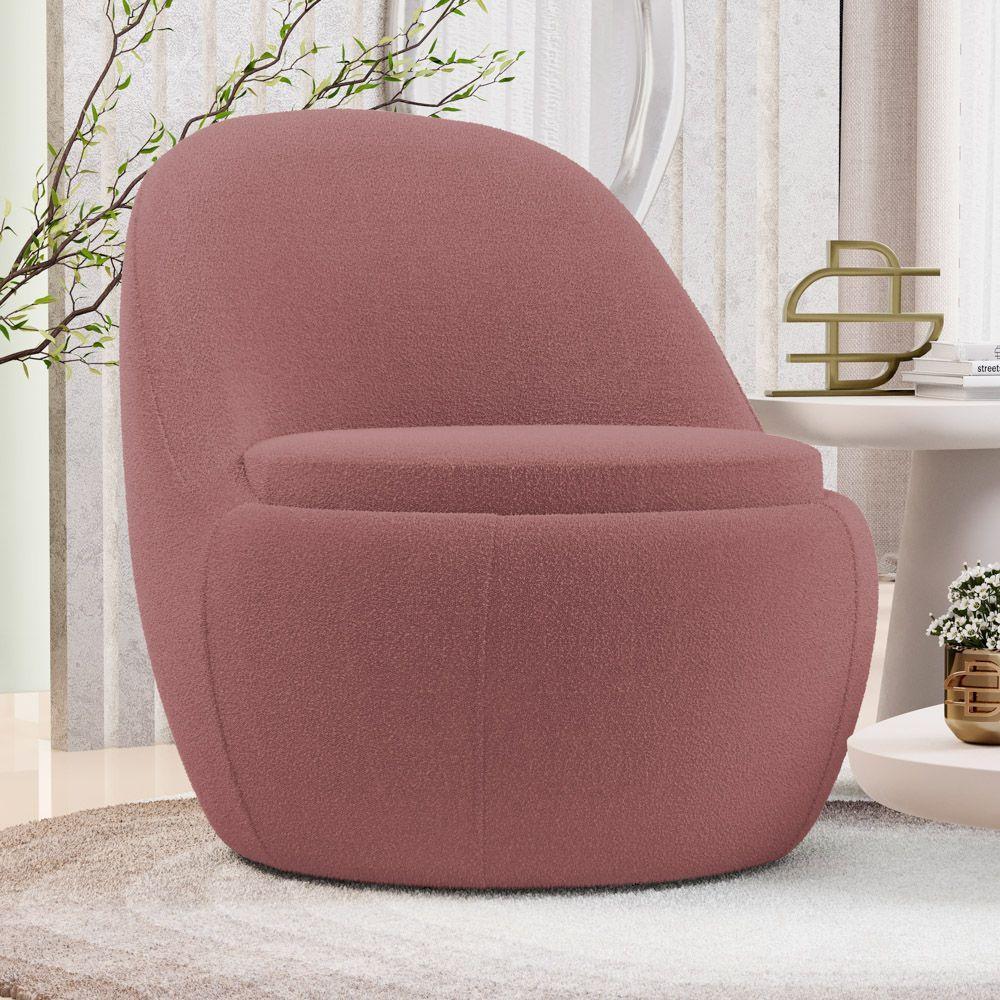 Poltrona Orgânica Living Memphis Fixa Bouclê Rosé - Desk Design - 2