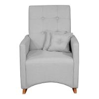 Poltrona De Amamentação E Descanso Anne Com Base Balanço E Puff Linho Cinza - Desk Design - 5