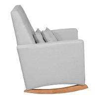 Poltrona De Amamentação E Descanso Anne Com Base Balanço E Puff Linho Cinza - Desk Design - 6