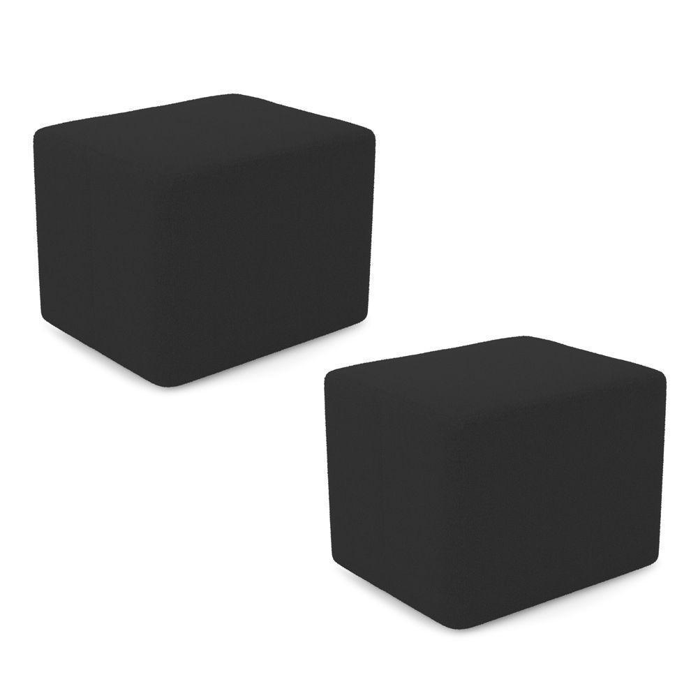 Kit 02 Puffs Decorativos Living Yumi Retangular 60cm Bouclê Preto - Desk Design - 1