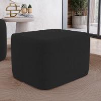 Kit 02 Puffs Decorativos Living Yumi Retangular 60cm Bouclê Preto - Desk Design - 2