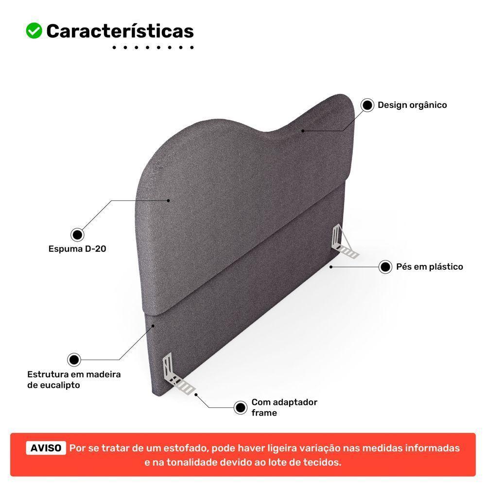 Cabeceira Orgânica Cama Box King Size Sea 195cm Com Frame Bouclé Cinza Escuro - Desk Design - 3