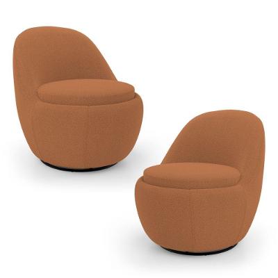 Kit 02 Poltronas Orgânicas Living Memphis Base Giratória Bouclê Terracota - Desk Design