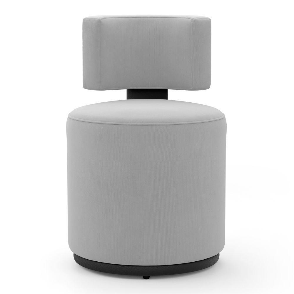 Kit 02 Puffs Decorativos Orgânicos Melis Veludo Cinza Claro Sintético Preto - Desk Design - 7