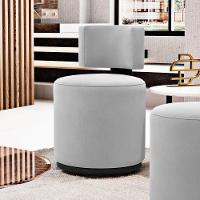 Kit 02 Puffs Decorativos Orgânicos Melis Veludo Cinza Claro Sintético Preto - Desk Design - 9