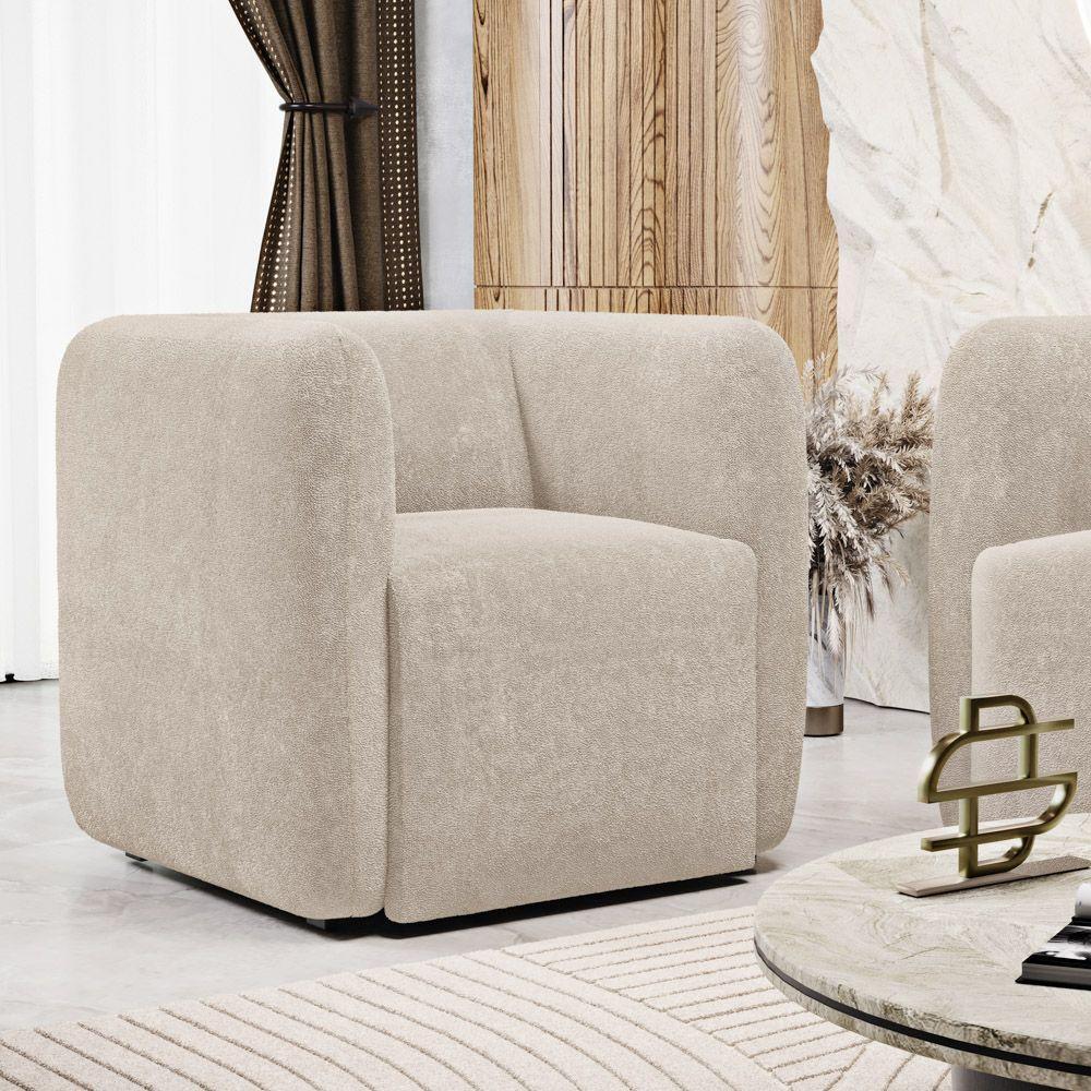 Kit 02 Poltronas Decorativas Living Maya Bouclé Bege - Desk Design - 2