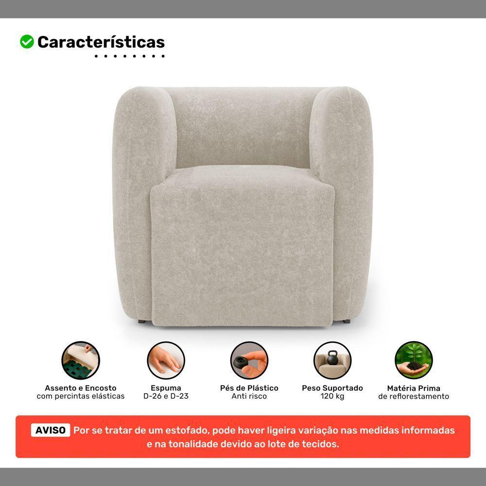Kit 02 Poltronas Decorativas Living Maya Bouclé Bege - Desk Design - 3