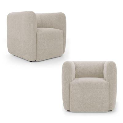 Kit 2 Poltronas Decorativas Living Maya Bouclê Sala de Estar Bege Desk Design