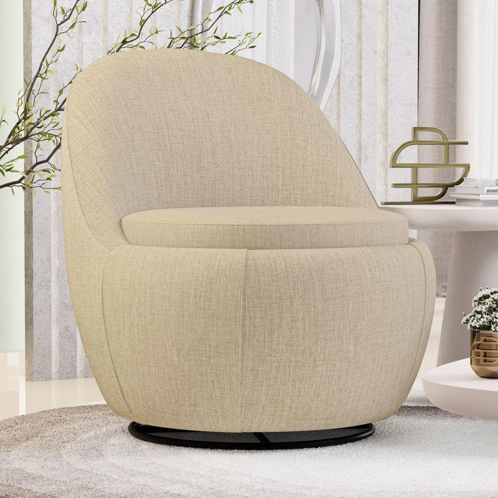 Kit 02 Poltronas Orgânicas Living Memphis Base Giratória Linho Bege - Desk Design - 2