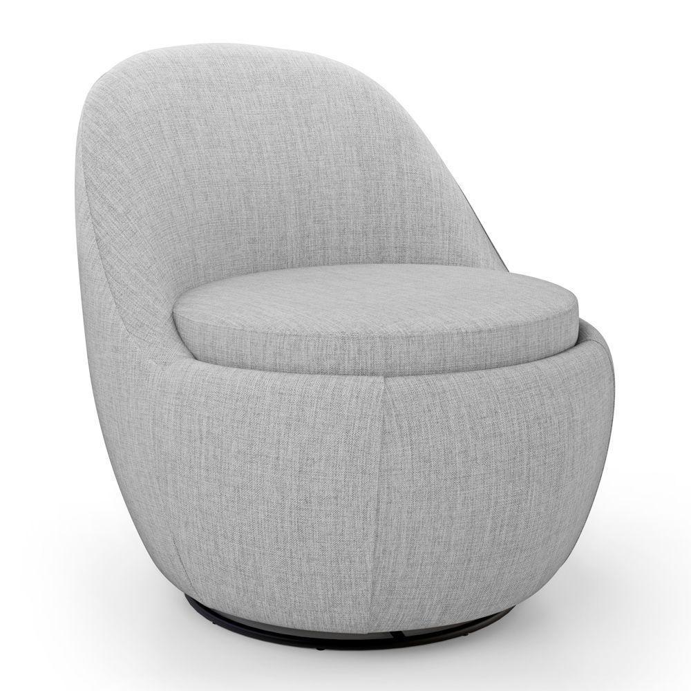 Poltrona Orgânica Living Memphis Base Giratória Linho Cinza Claro - Desk Design - 1