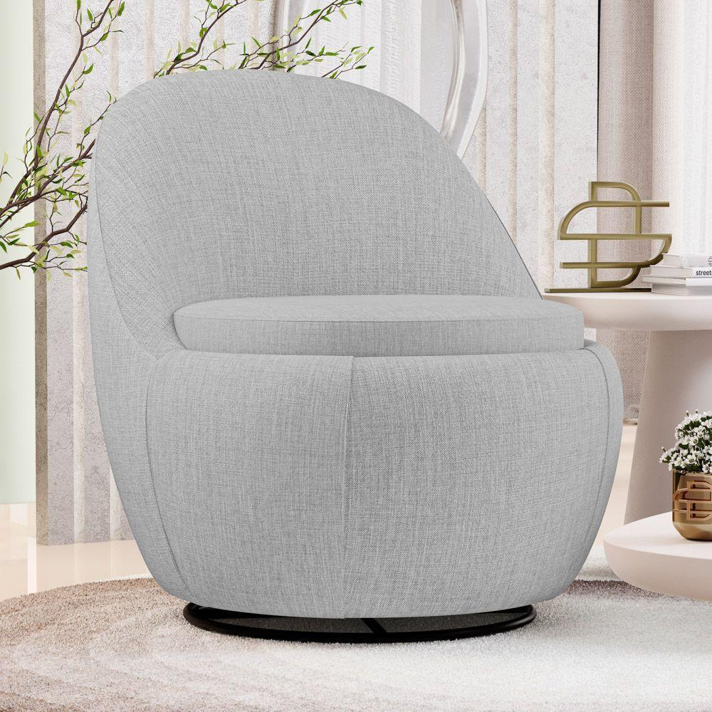 Poltrona Orgânica Living Memphis Base Giratória Linho Cinza Claro - Desk Design - 2