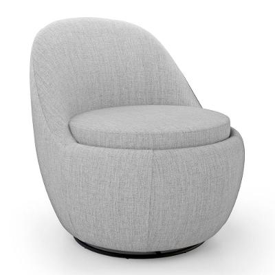 Poltrona Orgânica Living Memphis Base Giratória Linho Cinza Claro - Desk Design