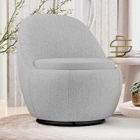 Poltrona Orgânica Living Memphis Base Giratória Linho Cinza Claro - Desk Design - 2