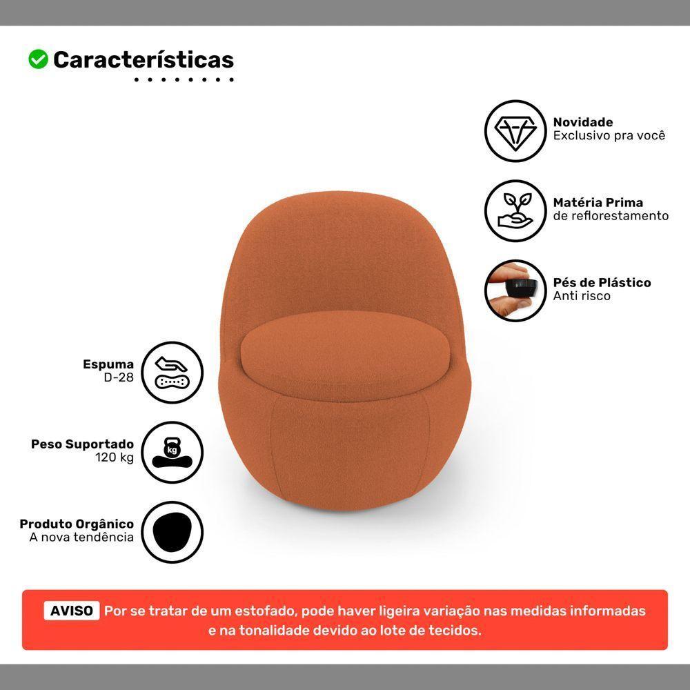 Kit 02 Poltronas Orgânicas Living Memphis Fixa Bouclê Terracota - Desk Design - 3